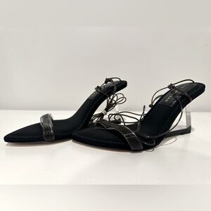 Good American Cinderella Clear Wedge Heel